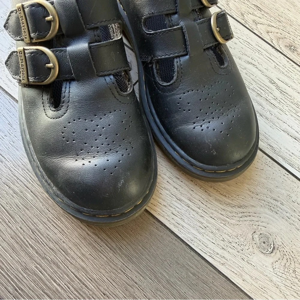 Dr. Martens Kids Black Leather Mary Jane Shoes